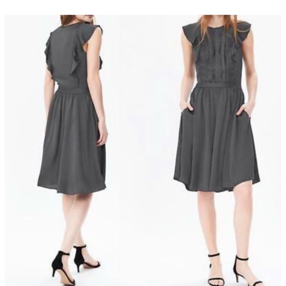 Banana Republic Gray Ruffle dress- NEW